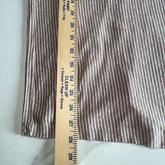 TAHARI Tan White Sleeveless Striped 100% Linen Back Button Top Tunic Size Small - Picture 7 of 12